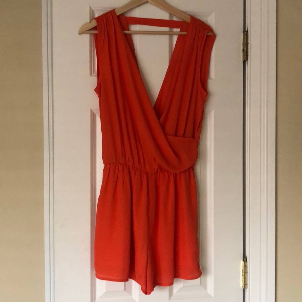 Orange backless romper